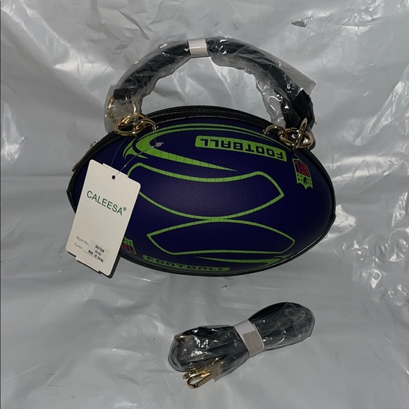 Sporty Blue and Orange Crossbody Bag with Football Design - Picture 2 of 6